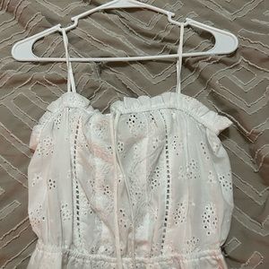 white fancy floral tube top